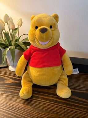 Disney Parks Winnie the Pooh Plush Toy - Yellow with Red Shirt
